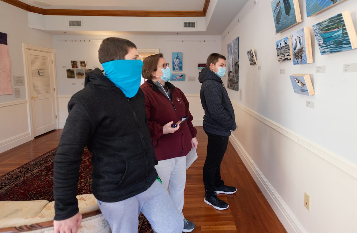 Patrons inside Highfield Hall