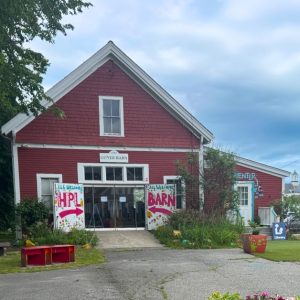 Entrance to Hyannis Public Library at Guyer Barn
